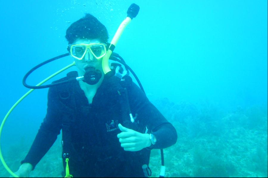 Hobby includes scuba diving across borders 