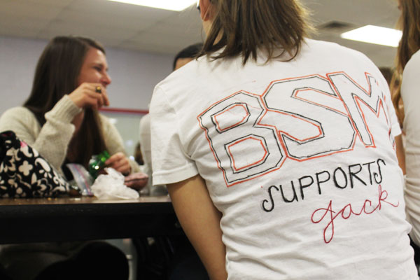 Students white out the halls to show support