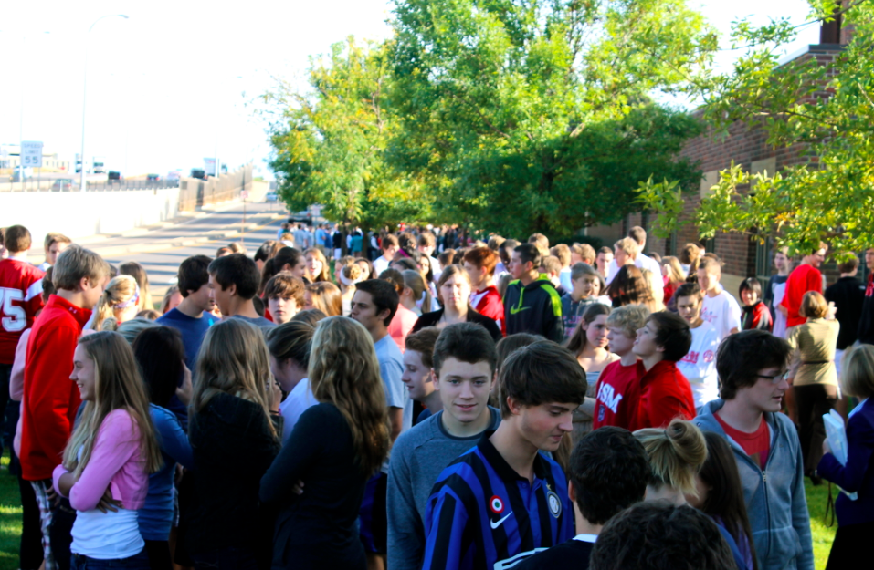 Students evacuated the building this morning during class in a routine fire drill.
