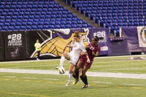 Senior Dana Buckhorn, a captain and forward for the girls soccer team, scored the Red Knights game winning goal in overtime against South St. Paul in the State Semifinal game at the Metrodome on Monday, October 29. 