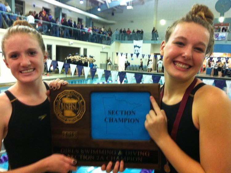 The girls swim and dive team took home the section championship trophy and is sending eight swimmers and one diver to the State meet.