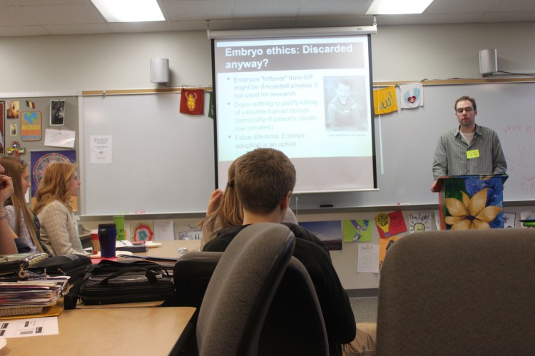 The Students for Human Life club sat in on a lecture about stem cell research and cloning with a representative from Minnesota Citizens Concerned with Life. 