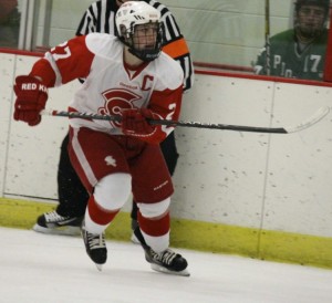 Mr. Hockey finalist Dan Labosky follows the play up the ice. (Carson Mark)