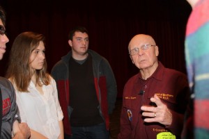 WWII veteran Herb Suerth told upperclassmen about his experiences in Europe as a member of the E-Company. 
