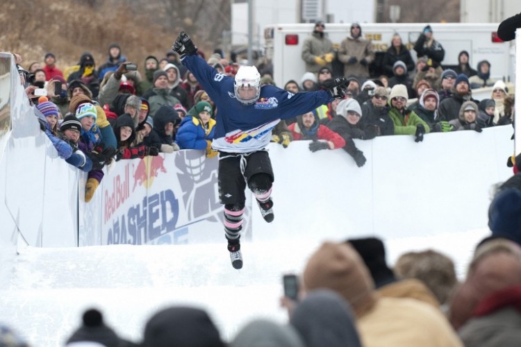 JV girls hockey coach Amanda Trunzo trains hard to compete in the intense Crashed Ice competitions around the world.