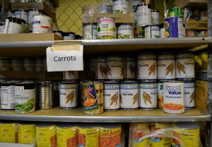 The food shelf in YouthLink’s basement provides canned goods and produce for teens to eat themselves, to contribute the household they stay at, or to trade for a place to sleep.