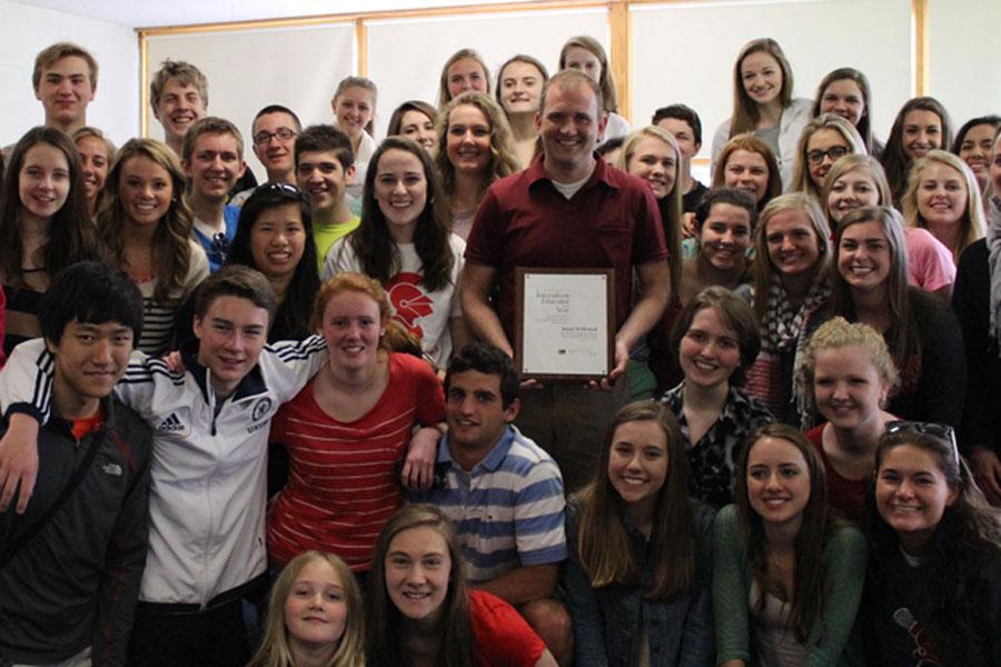 Mr. Wallestad was surprised by the award, when representatives from Minnesota High School Press Association, family , and recently graduated students delivered during class. 