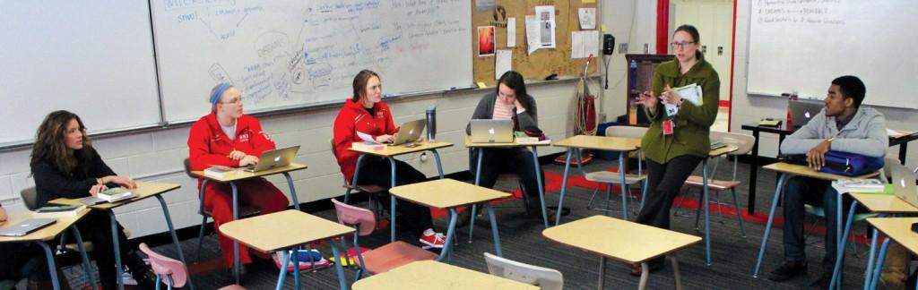 The Immigrant Literature class meets in a discussion style led by Ms. Belanger. In its first semester, the class looks to explore the immigrant cultures of Minnesota and the United States through literature and sometimes personal experience.