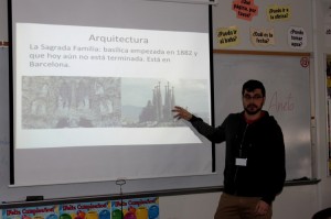 Mr. Javier Fernández Albar of Spain presents a PowerPoint on Spanish culture to eager participants in a second hour Spanish class. With two amities coming from Spanish speaking countries and one with an extensive knowledge of French, the goal of these assistants is to make BSM students more aware of other cultures and develop a greater knowledge of foreign languages.