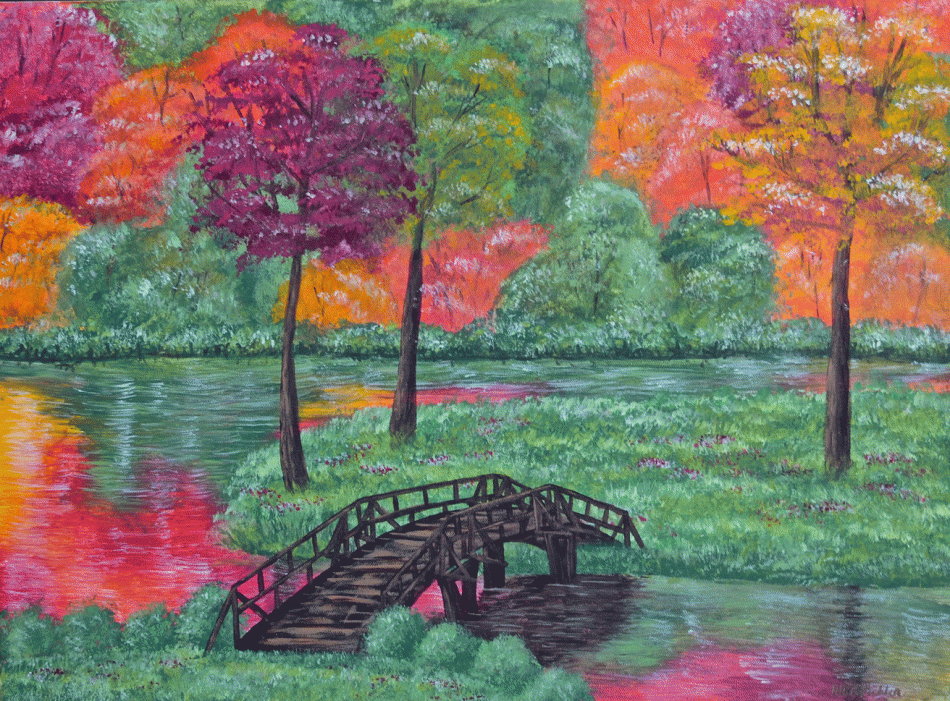 Kohler pursues painting not only for the sake of herself, but also for those who are often too occupied in reality (picture: Peaceful Bridge).
