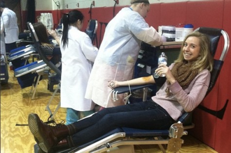 Students are given water and snacks after donating, in order to keep their blood sugar up.