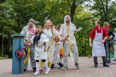 Freshman Josie Ross (center) and other Mixed Precipitation Theatre Company’s actors perform in the annual ‘Picnic Operetta’. Ross has been a cast member of this production for the last two summers.
