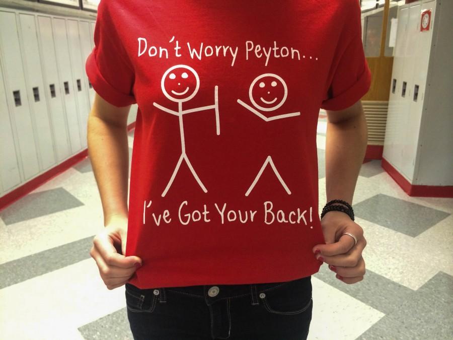 Payton Schuldts support shirts are on sale in the Spirit Shop and have been since mid-April. Her classmates planned days for the entire junior high to wear them in support of her surgery. 