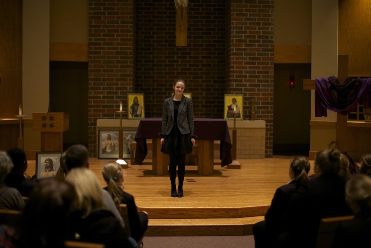 Senior Molly Eldevik performed her speech in the chapel in front of the friends and family of the speech team members.
