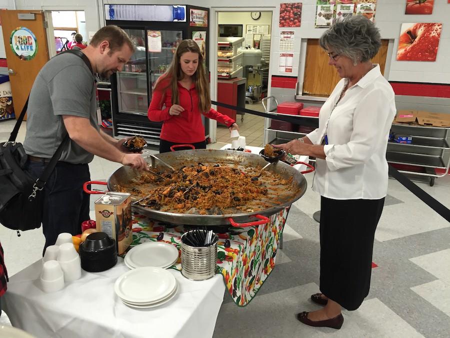 Students, faculty, and staff took advantage of Mr. Tahers visit and the paella he made. 