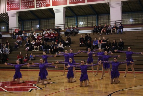 The Dance Team performs at the first Metro West Conference meet.