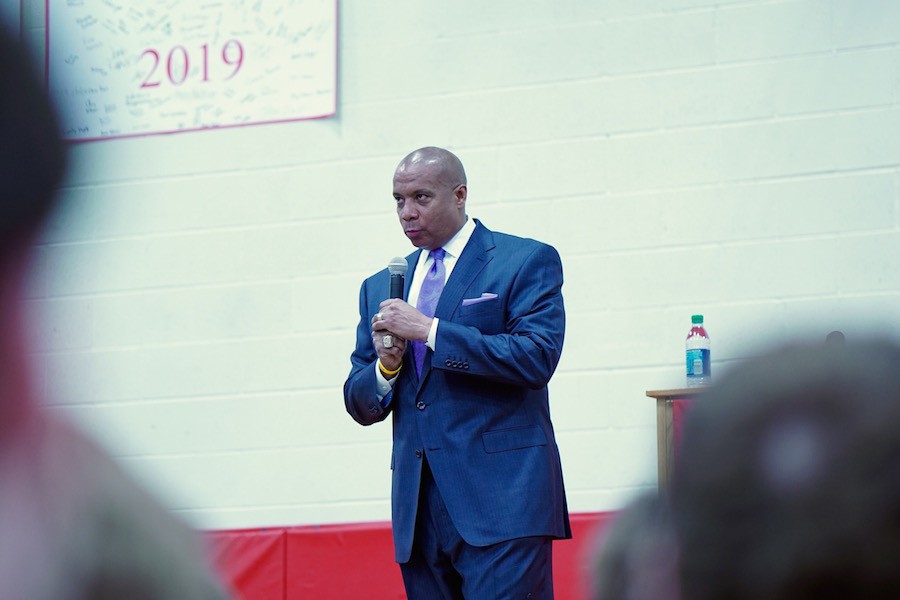 Kevin Warren spoke to the student body about his experiences and how he used his own faith to live his life. 