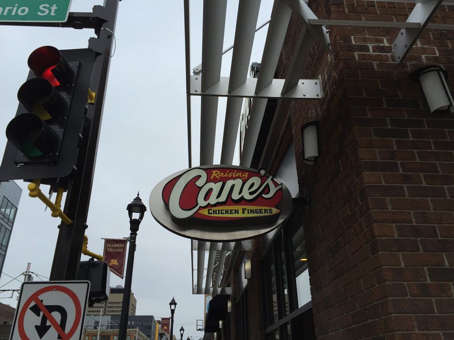 Raising Cane’s has multiple restaurants, including it’s location on Washington Avenue in Dinkytown in Minneapolis.