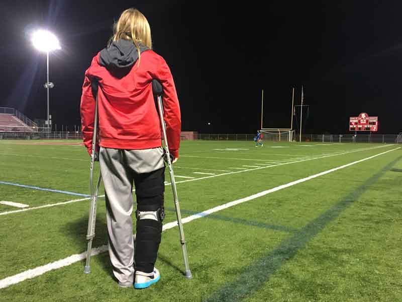 One of the senior captains of the girls soccer team, Maria Van Hove, has been sidelined for most of the season with a torn ACL.