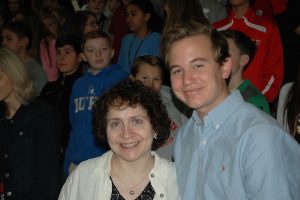 Ms. Rosalie Goldberg and junior Noah Bridges sang a traditional Jewish song to represent Judaism during the service.