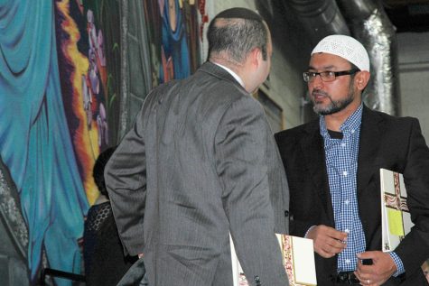 Tamim Saidi (right), who is of the Islamic faith, and Rabbi Avi Olitzky (left) joined the annual Interfaith Prayer Service. This service was implemented to allow the BSM community to acknowledge other religions.