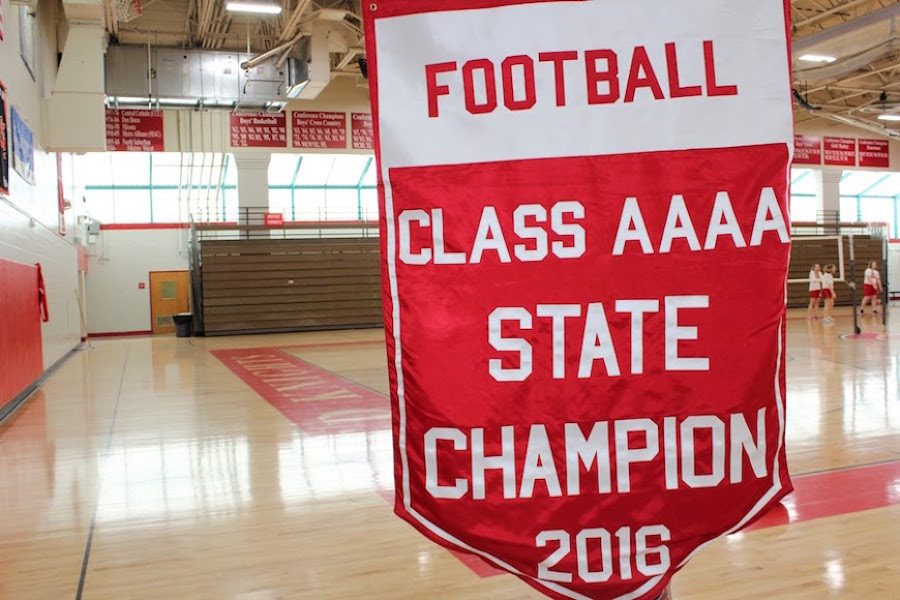Today, a banner commemorating the 2016 championship victory hangs in the Haben Center. 