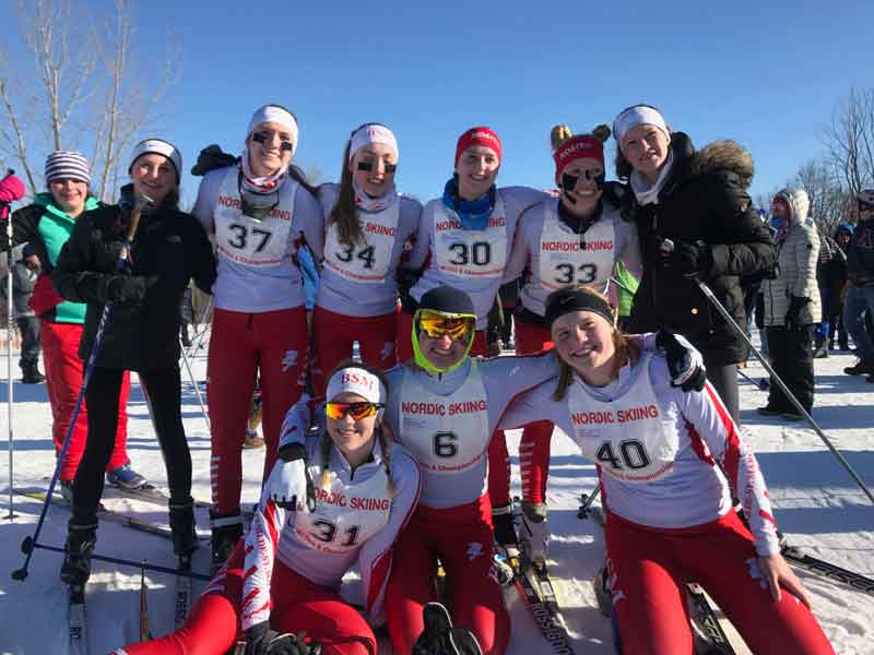 The girls' Nordic ski team got 5th place at the Section 5 Meet last week, while the boys' team finished in 7th; both teams have one skier going to State.