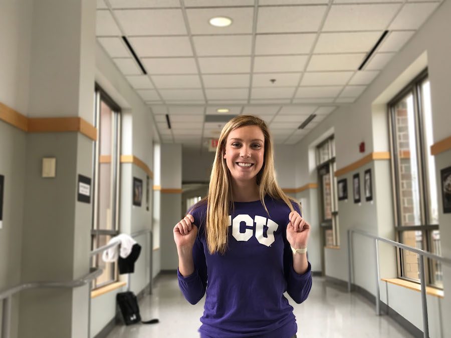 Senior Sam Huff is so excited to be a part of the Texas Christian University horned frog family next year. 