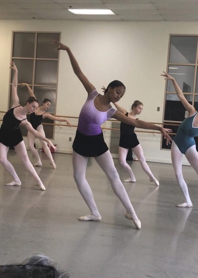 Winston trains with other hard working ballerinas. 