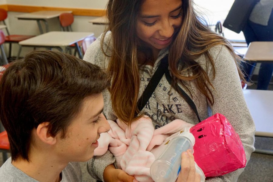 Seniors in Christian Vocations classes had to plan their lives around their newborn (flour) children for a week.