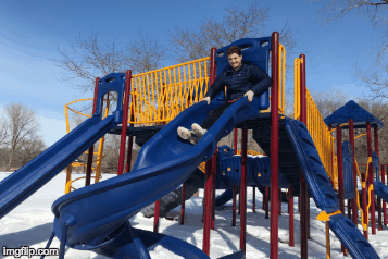 Although senior Ian Black is sliding in this gif, his grades are not. Black is one of many seniors who have decided not to let their laziness get the best of them in their second semester.