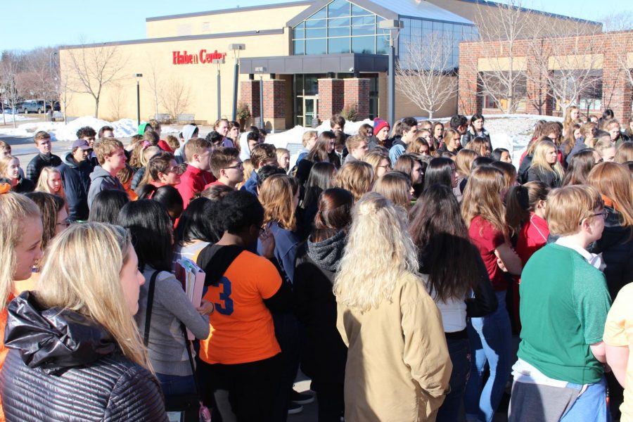 About 270 students attended the 17 minute walkout on Wednesday, March 14, to remember the Parkland shooting victims and to protest school safety.  