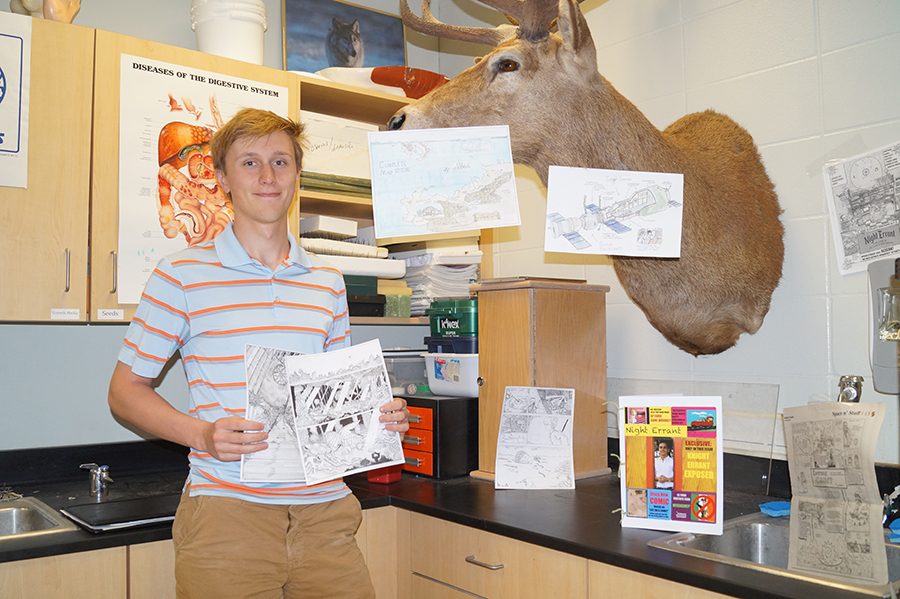 Senior John Beutz is well known for his scientific achievements and creative writing skills.