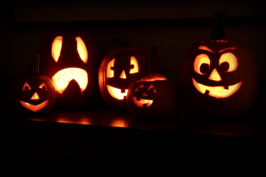 Its spooky season and front steps all over are filled with jack o lanterns.