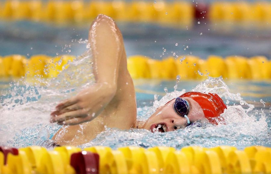 Taylor Williams swims to victory. Taylor was nominated for the Academic All-American list for USA swimming. 