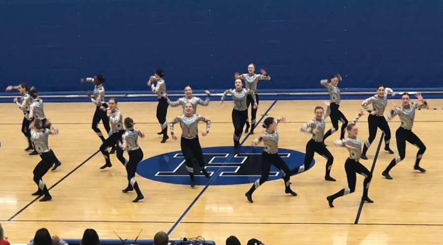 BSM dance team dancing at their first invite of the year. 