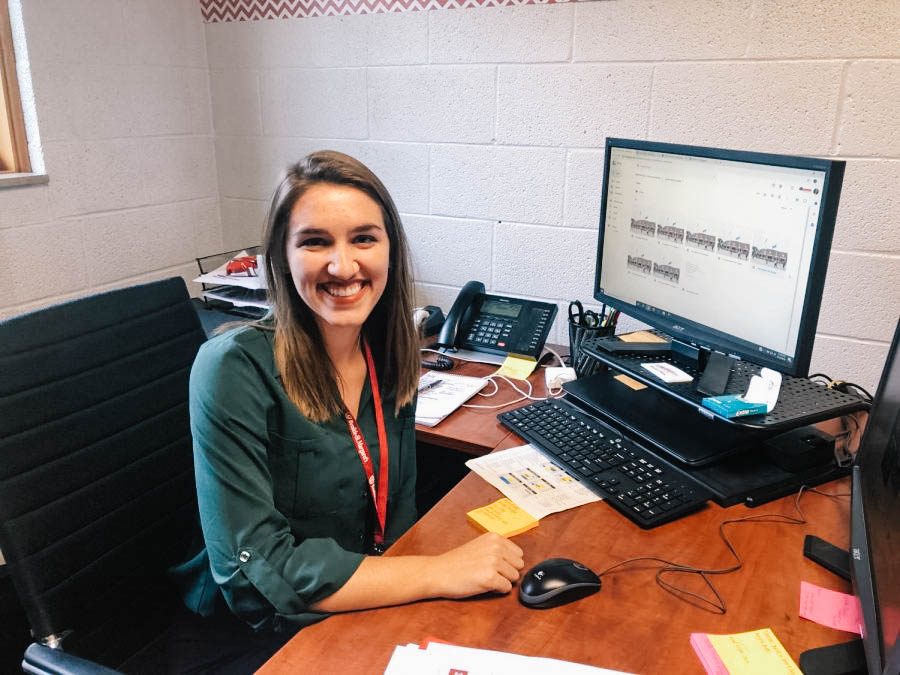 Eden Garman, the new member of the marketing team, works on website updates, managing social media, and the Knightly News.