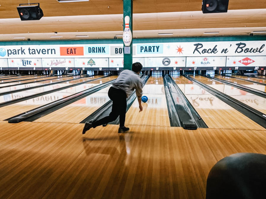 Senior Toby Curtiss throws a gutter ball during practice. While individual stats matter in bowling, the match format eliminates certain individuals dominating for one school. It is a team sport too. It’s not just if you have the best bowler you win,” Coach Max Johnson said. 