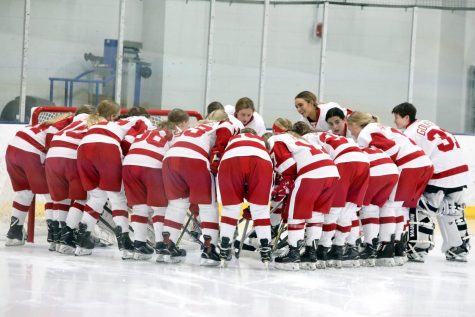 The girls hockey team last year, preparing for the game