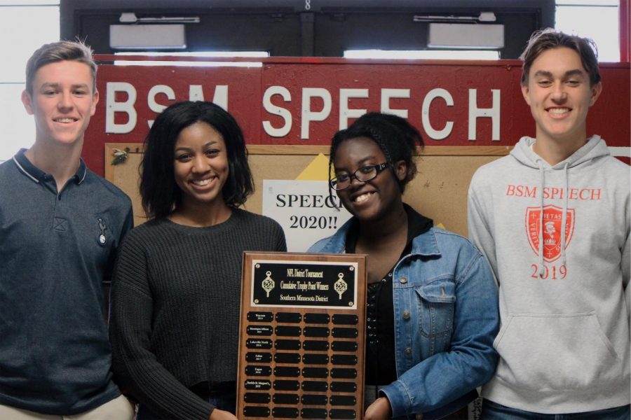 BSM speech team members win award after earning the most points and degrees in their district. 