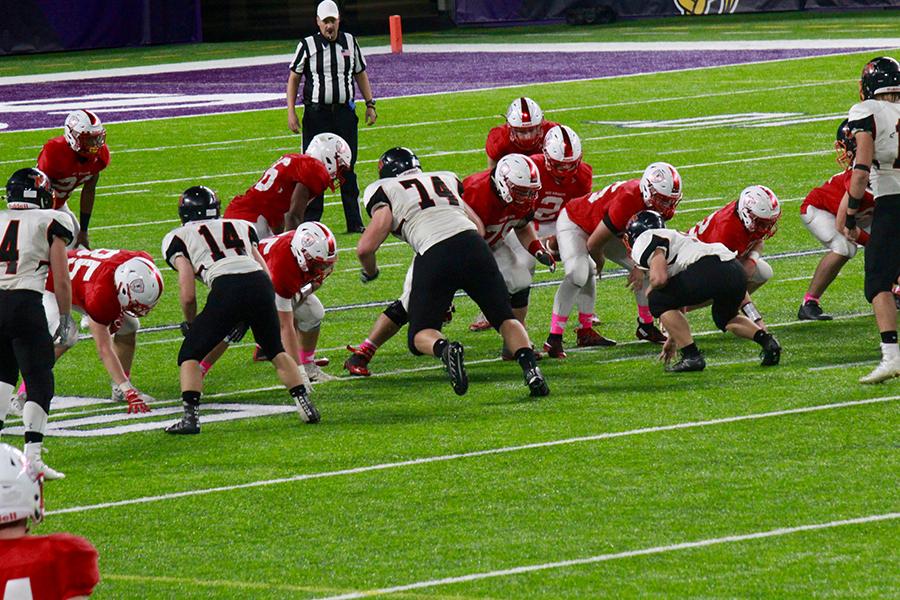 The defensive lineman jumps offsides, getting the Red Knights closer to securing the victory.