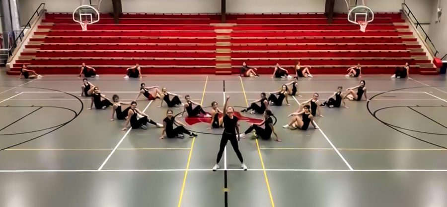 Dance team practices their fresh choreographed dances for competition.
