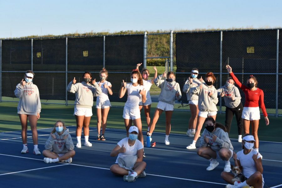 BSM+girls+tennis+team+gets+ready+to+face+off+against+the+Chaska+Hawks+on+September+10.+The+team+has++six+wins+this+season%3B+two+of+them+being+against+SLP.