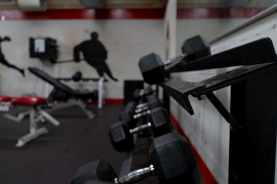 The BSM weight room appears uninhabited; students had no access to this equipment throughout the COVID pandemic.
