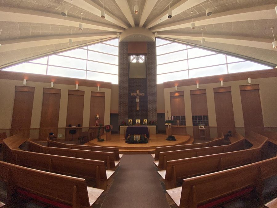 In non-covid times students would gather in the chapel.