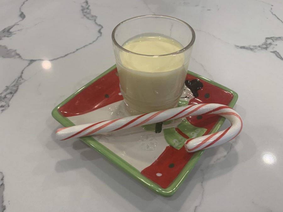 A cliche staged photo of eggnog attempts to fool the common folk.