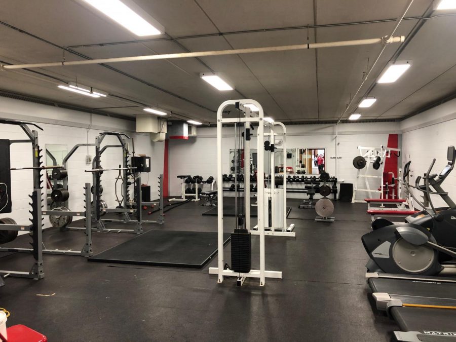 The outdated BSM weight room sits empty.