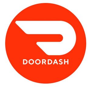 The DoorDash logo emphasizes speed and convenience, but promises nothing about a low price.