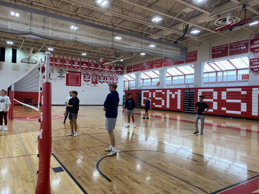 Wellness students enjoy a fun game of volleyball as a a productive mental and physical escape from academic activities.