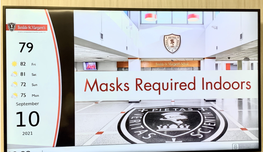 Masks Required Indoors used to read across the tvs throughout BSM.
